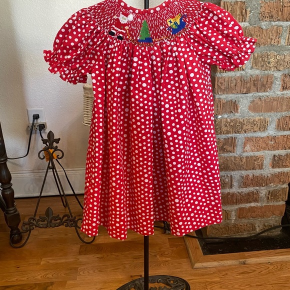 Be Mine Smocked Infant Girls Christmas Dress size 12 months - Picture 2 of 11